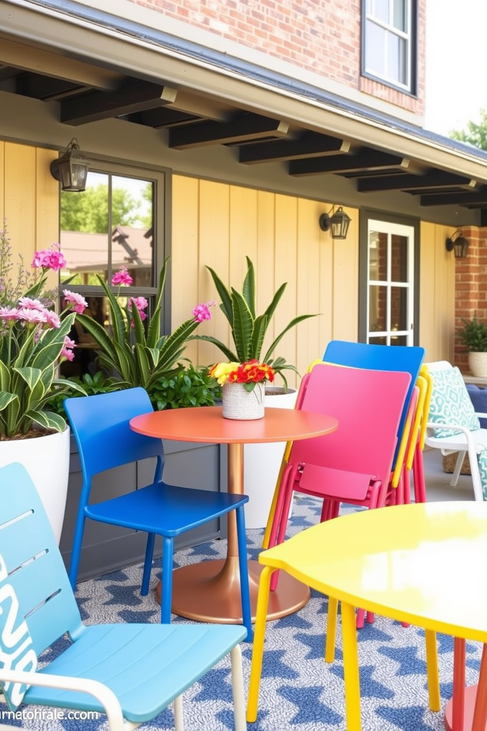 Choose stackable chairs that are sleek and modern, perfect for maximizing space in a cozy summer setting. These chairs should be lightweight and easy to move, allowing for flexible arrangements in your small outdoor area. Incorporate bright, cheerful colors to enhance the summer vibe, making your space feel inviting and lively. Consider using materials that are weather-resistant to ensure durability and style throughout the season.